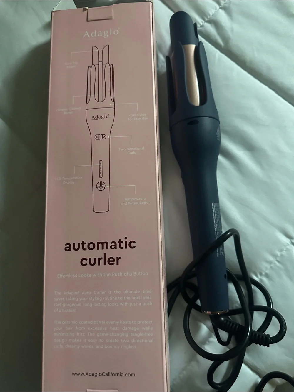 Adagio Automatic Curler in Navy with Rose Gold Accents